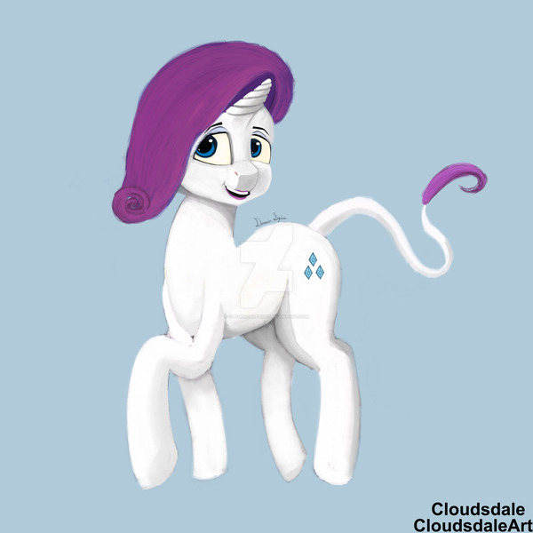 Size: 1600x1600 | Tagged: artist:cloudsdaleart, derpibooru import, long tail, rarity, safe, smiling, solo