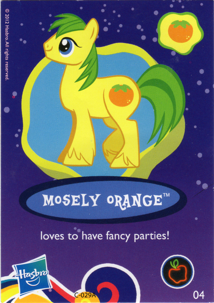 Size: 747x1055 | Tagged: blind bag, card, derpibooru import, irl, mosely orange, photo, safe, solo, toy, uncle orange