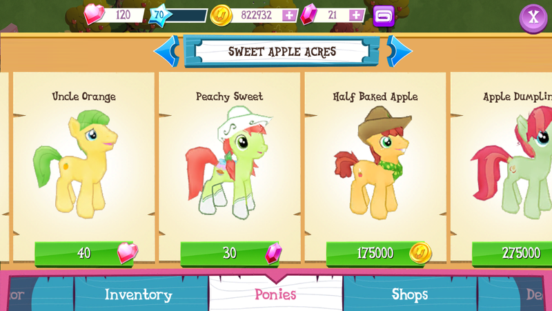 Size: 1136x640 | Tagged: apple dumpling, apple family member, derpibooru import, gameloft, half baked apple, peachy sweet, safe, uncle orange