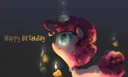 Size: 1280x774 | Tagged: safe, artist:ciyunhe, derpibooru import, pinkie pie, earth pony, pony, birthday, candle, cupcake, food, solo