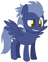 Size: 792x1009 | Tagged: safe, artist:higgly-chan, derpibooru import, oc, oc:feather bliss, unofficial characters only, pony, chibi, cute, male, piercing, smiling, solo, stallion