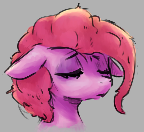 Size: 470x429 | Tagged: artist:nobody, derpibooru import, eyes closed, floppy ears, messy mane, pinkie pie, safe, simple background, solo, tired