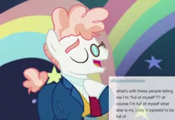 Size: 598x410 | Tagged: safe, derpibooru import, screencap, svengallop, pony, the mane attraction, cute, eyes closed, happy, solo, svenabetes, tumblr fandom text posts, when he smiles