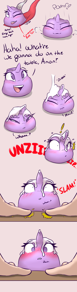 Size: 1500x5700 | Tagged: :3, absurd resolution, artist:captainpudgemuffin, blushing, cinnamon bun, comic, context is for the weak, cute, derpibooru import, exclamation point, eyes closed, food, frosting, hand, human, :i, imminent penetration, implied sex, looking up, :o, one eye closed, open mouth, pomf, smiling, suggestive, suggestive eating, twilight sparkle, twiman, twitem, wat, what are we gonna do on the bed?, wide eyes, wink