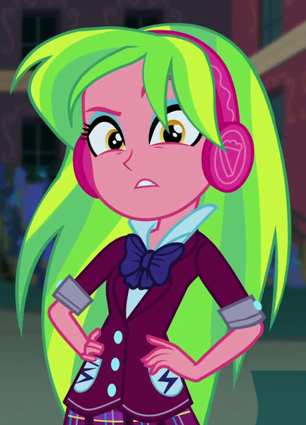 Size: 520x720 | Tagged: safe, derpibooru import, screencap, lemon zest, equestria girls, friendship games, angry, clothes, cropped, crystal prep academy uniform, headphones, school uniform, solo, unleash the magic, upset