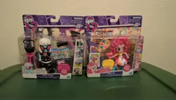 Size: 3824x2168 | Tagged: safe, derpibooru import, photo finish, pinkie pie, equestria girls, clothes, doll, dress, equestria girls minis, irl, package, photo, toy