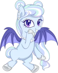 Size: 912x1152 | Tagged: safe, artist:thebowtieone, derpibooru import, oc, oc:pearl nacre, unofficial characters only, bat pony, pony, colored pupils, female, jewelry, mare, necklace, pearl necklace, simple background, solo, transparent background