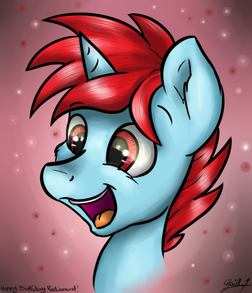 Size: 1645x1909 | Tagged: safe, artist:gaelledragons, derpibooru import, oc, oc:red diamond, unofficial characters only, pony, unicorn, bust, male, open mouth, portrait, solo, stallion