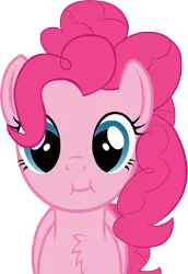 Size: 516x750 | Tagged: safe, artist:arifproject, deleted from derpibooru, derpibooru import, edit, editor:wcctnoam, pinkie pie, earth pony, pony, :i, arif's scrunchy pone, chest fluff, cute, diapinkes, female, looking at you, mare, puffy cheeks, simple background, solo, transparent background, vector