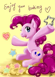 Size: 600x848 | Tagged: artist:mana-kyusai, cookie, cookie cutter, derpibooru import, food, pinkie pie, safe, solo