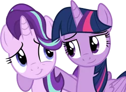 Size: 6001x4400 | Tagged: safe, artist:deratrox, derpibooru import, starlight glimmer, twilight sparkle, twilight sparkle (alicorn), alicorn, pony, unicorn, to where and back again, .svg available, absurd resolution, cute, duo, female, glimmerbetes, hug, looking at each other, mare, raised hoof, simple background, transparent background, twiabetes, vector