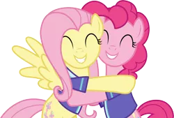 Size: 6001x4066 | Tagged: absurd resolution, artist:deratrox, buckball season, cute, derpibooru import, diapinkes, duo, fluttershy, hug, pinkie pie, safe, shyabetes, simple background, .svg available, transparent background, vector