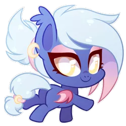 Size: 500x500 | Tagged: safe, artist:xnightmelody, derpibooru import, oc, oc:moon sugar, unofficial characters only, bat pony, pony, chibi, cute, ear fluff, eyeshadow, hair accessory, looking at you, makeup, plot, simple background, solo, transparent background, weapons-grade cute