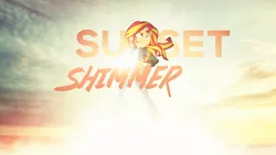 Size: 1920x1080 | Tagged: safe, artist:divideddemensions, artist:seahawk270, derpibooru import, sunset shimmer, equestria girls, friendship games, cocky, epic, sky, solo, vector, wallpaper