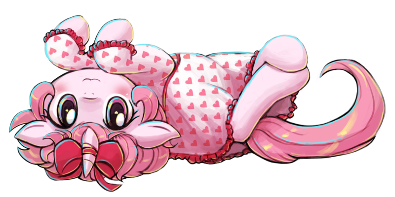 Size: 3000x1500 | Tagged: safe, artist:lumineko, derpibooru import, oc, oc:neko heart, unofficial characters only, pony, unicorn, 2017 community collab, derpibooru community collaboration, :3, blushing, bow, clothes, cute, floppy ears, horn bow, looking at you, lumineko is trying to murder us, nightgown, on back, ribbon, simple background, smiling, solo, transparent background