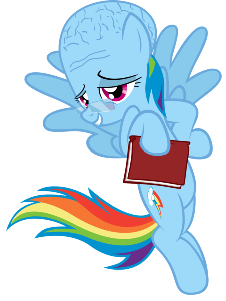 Size: 2000x2661 | Tagged: artist:eugene-joe-c, book, brain, brainbow dash, derpibooru import, glasses, meme, rainbow dash, safe, simple background, smug, solo, tfw to intelligent, transparent background, wat, what has science done, wojak, wtf