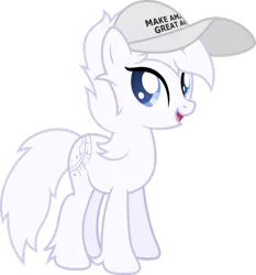 Size: 862x926 | Tagged: artist:fuzzybrushy, derpibooru import, donald trump, hat, make america great again, oc, oc:lizzy glitzy, politics, safe, simple background, solo, transparent background, unofficial characters only, white