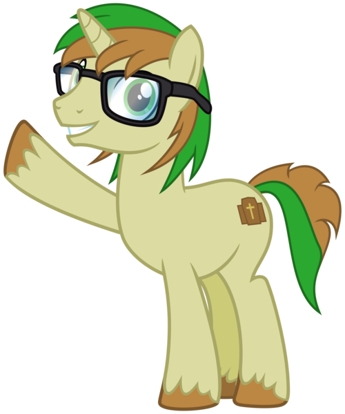 Size: 2500x3000 | Tagged: safe, artist:cheezedoodle96, derpibooru import, oc, oc:zeb, unofficial characters only, pony, unicorn, 2017 community collab, derpibooru community collaboration, .svg available, glasses, grin, looking at you, male, simple background, smiling, solo, stallion, svg, transparent background, unshorn fetlocks, vector, waving
