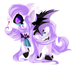 Size: 4140x3931 | Tagged: safe, artist:sorasku, derpibooru import, oc, oc:hallow haunt, unofficial characters only, bat pony, pony, absurd resolution, accessories, black sclera, clothes, female, mare, purple, simple background, socks, solo, transparent background