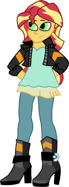 Size: 246x665 | Tagged: safe, artist:mtad2, derpibooru import, sunset shimmer, equestria girls, boots, clothes, high heel boots, high heels, jacket, leather jacket, solo