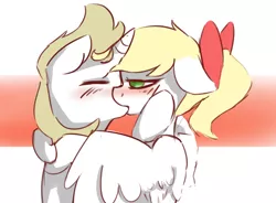 Size: 750x551 | Tagged: safe, artist:elijah, artist:fuzzpower, deleted from derpibooru, derpibooru import, oc, oc:franziska, oc:kyrie, unofficial characters only, pegasus, pony, unicorn, aryan, aryan pony, blonde, blushing, explicit source, female, kissing, lesbian, nazipone