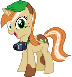 Size: 2800x3000 | Tagged: safe, artist:cheezedoodle96, derpibooru import, oc, oc:paige turner, unofficial characters only, pony, unicorn, 2017 community collab, derpibooru community collaboration, .svg available, camera, female, flat cap, freckles, hat, looking at you, mare, newsboy hat, simple background, solo, svg, transparent background, vector