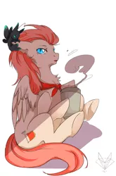 Size: 1265x1920 | Tagged: safe, artist:hakkids2, derpibooru import, oc, unofficial characters only, pegasus, pony, chest fluff, explicit source, mug, sitting, solo