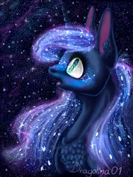 Size: 768x1024 | Tagged: artist:dragolina01, big ears, derpibooru import, night, princess luna, safe, solo, stargazing, stars