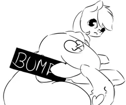 Size: 700x583 | Tagged: suggestive, artist:elijah, artist:fuzzpower, deleted from derpibooru, derpibooru import, oc, oc:aryanne, unofficial characters only, earth pony, pony, ass, bump, censored, female, frown, heart, lineart, mare, monochrome, nazi, side, solo, solo female, swastika, underhoof