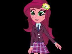 Size: 1024x768 | Tagged: safe, artist:gloriosa-everfree, derpibooru import, gloriosa daisy, equestria girls, black background, classy, clothes, crystal prep academy uniform, flowey, school uniform, simple background, solo, undertale