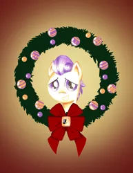 Size: 1280x1656 | Tagged: artist:flutterluv, christmas, christmas wreath, derpibooru import, grin, safe, smiling, solo, tender taps