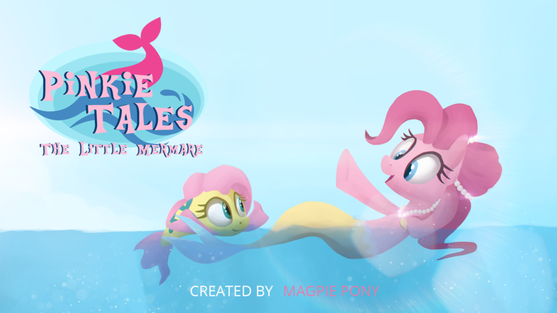 Size: 1920x1080 | Tagged: ariel, artist:opticspectrum, derpibooru import, duo, fish, flounder, floundershy, flutterfish, fluttershy, jewelry, looking at each other, mermaid, mermaidized, merpony, necklace, partiel, pinkie pie, pinkie tales, safe, species swap, the little mermaid