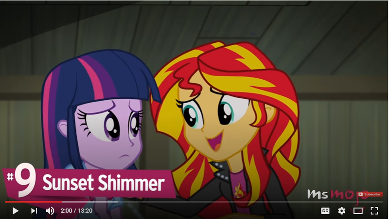 Size: 855x481 | Tagged: safe, derpibooru import, screencap, sunset shimmer, twilight sparkle, equestria girls, rainbow rocks, msmojo, watchmojo.com, youtube