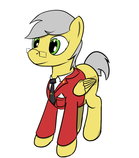 Size: 2260x2560 | Tagged: safe, artist:clacksphob, derpibooru import, oc, oc:insight, unofficial characters only, pegasus, pony, 2017 community collab, derpibooru community collaboration, clothes, glasses, jacket, lapel pin, necktie, simple background, solo, transparent background