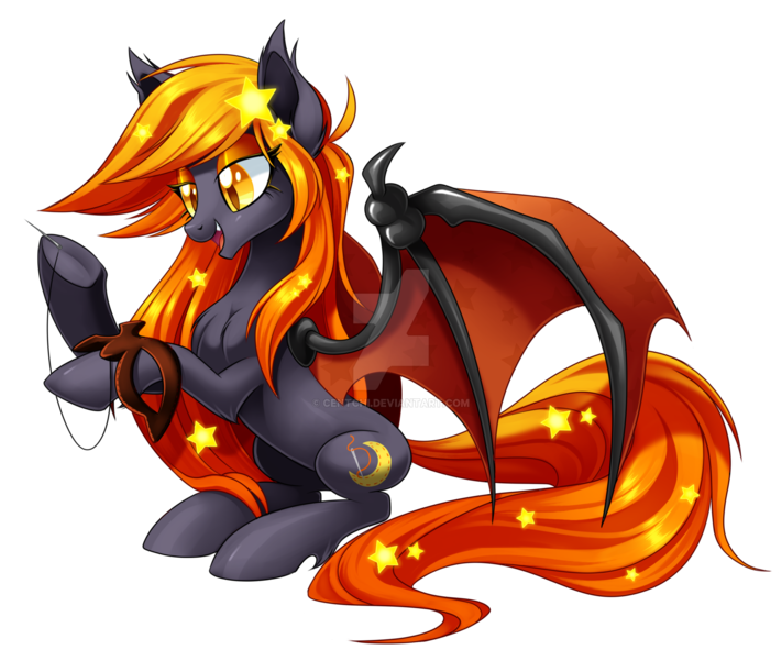 Size: 1600x1351 | Tagged: safe, artist:centchi, derpibooru import, oc, oc:harvest moon, unofficial characters only, bat pony, pony, bat pony oc, female, mare, simple background, sitting, solo, transparent background, watermark