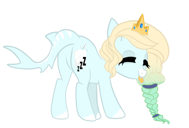 Size: 2267x1536 | Tagged: safe, artist:peachesandcreamated, derpibooru import, oc, oc:feather fluff, unofficial characters only, original species, shark pony, crown, cutie mark, eyes closed, female, jewelry, mare, plot, regalia, simple background, solo, tongue out, transparent background, vector