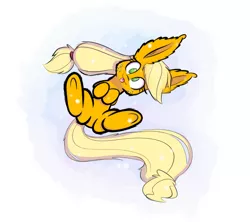 Size: 2250x2000 | Tagged: safe, artist:heir-of-rick, derpibooru import, applejack, pony, :3, cute, ear fluff, impossibly large ears, jackabetes, looking at you, on back, silly, silly pony, snow, snowfall, solo, tongue out, underhoof, who's a silly pony