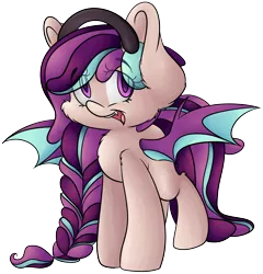 Size: 4645x4834 | Tagged: safe, artist:cutepencilcase, derpibooru import, oc, oc:sombre sonata, unofficial characters only, bat pony, pony, absurd resolution, braid, earmuffs, simple background, solo, transparent background