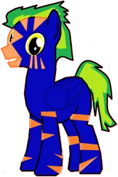 Size: 663x996 | Tagged: safe, artist:stake2, derpibooru import, oc, oc:funnytiger, unofficial characters only, pegasus, pony, eyestrain warning, needs more saturation, simple background, solo, transparent background, zebra hybrid