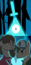 Size: 468x985 | Tagged: artist needed, safe, derpibooru import, bill cipher, dipper pines, forest, gravity falls, mabel pines