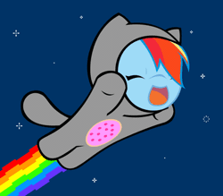 Size: 680x595 | Tagged: safe, artist:sociox, derpibooru import, rainbow dash, ponified, animated, clothes, costume, cute, dashabetes, eyes closed, flying, gif, happy, nyan cat, nyan dash, open mouth, rainbow cat, smiling, solo