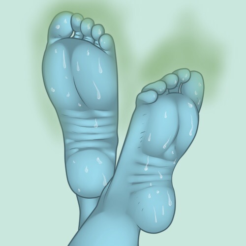 Size: 500x500 | Tagged: artist:colonystudios, barefoot, derpibooru import, feet, female, foot fetish, foot focus, oc, oc:ink mushroom, smelly, solo, solo female, stinky feet, suggestive, sweat, unofficial characters only, visible stench