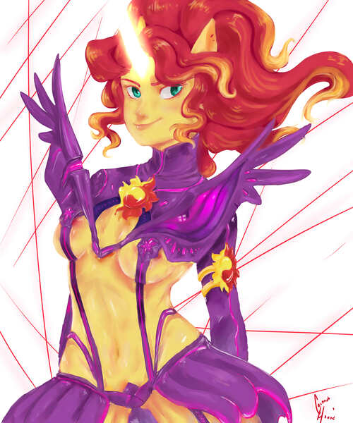 Size: 5000x6000 | Tagged: questionable, artist:coconuthound, derpibooru import, sunset shimmer, twilight sparkle, equestria girls, absurd resolution, alternate costumes, ami koshimizu, areola, areola slip, breasts, crossover, cutie mark on clothes, daydream shimmer, female, kill la kill, life fibers, nipples, nudity, ryuko matoi, senketsu, solo, solo female, voice actor joke, wardrobe malfunction