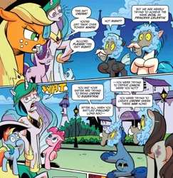 Size: 970x996 | Tagged: safe, artist:andypriceart, derpibooru import, idw, accord, applejack, leadwing, octavia melody, pinkie pie, princess celestia, rainbow dash, starlight glimmer, thunderlane, vinyl scratch, pony, chaos theory (arc), spoiler:comic, spoiler:comic49, :o, accord (arc), andy you magnificent bastard, derp, derplestia, faic, frown, glare, gritted teeth, in all disorder a secret order, open mouth, part the second: in all chaos there is a cosmos, raised hoof, raised leg, sitting, smiling, wat, wide eyes