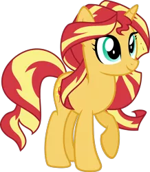 Size: 1376x1579 | Tagged: safe, artist:rustle-rose, derpibooru import, sunset shimmer, pony, unicorn, equestria girls, alternate hairstyle, cute, ponified humanized pony, shimmerbetes, simple background, smiling, solo, transparent background, vector