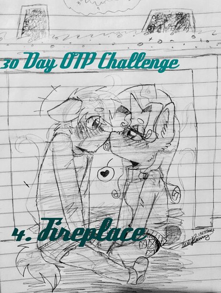 Size: 1024x1358 | Tagged: 30 day otp challenge, anthro, artist:fluffyrainbowkitty, big macintosh, boop, clothes, cute, derpibooru import, grayscale, height difference, kissing, lined paper, male, monochrome, rarimac, rarity, shipping, sketch, snow, straight, suggestive, traditional art, underwear, winter