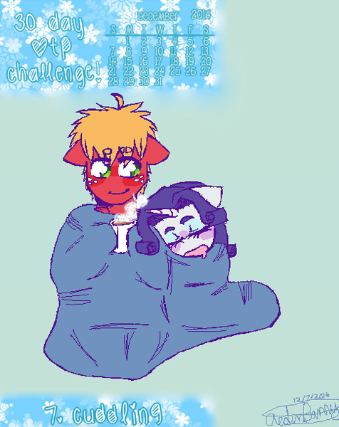 Size: 484x610 | Tagged: 30 day otp challenge, anthro, artist:fluffyrainbowkitty, big macintosh, blanket, clothes, cute, derpibooru import, height difference, male, rarimac, rarity, safe, scarf, shipping, sleeping, snoring, snow, snuggling, straight, winter