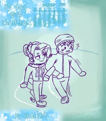 Size: 488x556 | Tagged: 30 day otp challenge, anthro, artist:fluffyrainbowkitty, big macintosh, clothes, cute, derpibooru import, height difference, ice skating, male, rarimac, rarity, safe, shipping, straight, winter