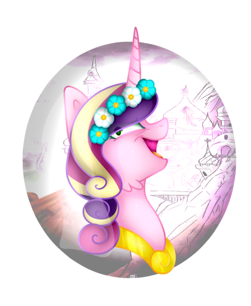 Size: 1747x2125 | Tagged: a canterlot wedding, artist:angieamour, changeling, derpibooru import, disguise, disguised changeling, fake cadance, floral head wreath, flower, open mouth, princess cadance, queen chrysalis, safe, scene interpretation, singing, solo, this day aria