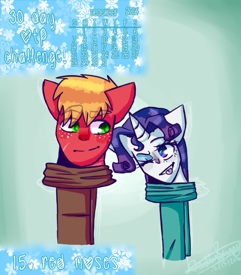 Size: 488x556 | Tagged: 30 day otp challenge, anthro, artist:fluffyrainbowkitty, big macintosh, bust, clothes, cute, derpibooru import, height difference, male, portrait, rarimac, rarity, safe, scarf, shipping, straight, winter